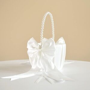 Flower Girl Basket with Pearl Handle